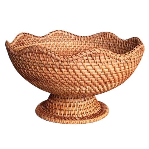 Rattan Scalloped Footed Bowl