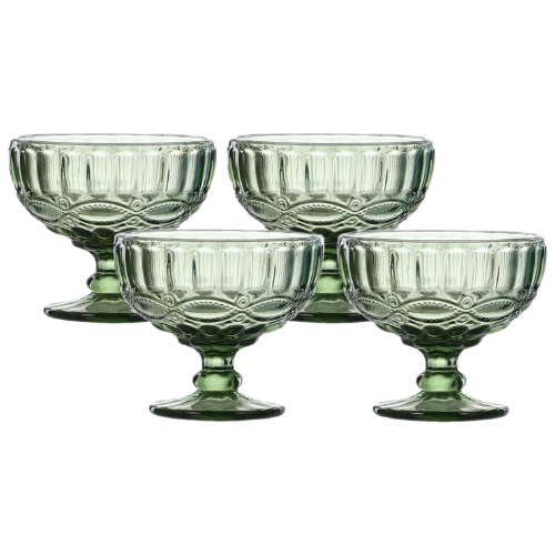 Green glass vintage dessert cups bowls coupe