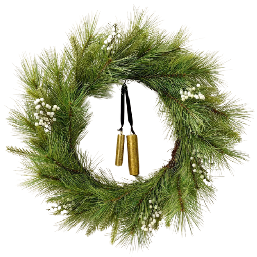 26" Faux Needle Pine & Snowberry Christmas Wreath with Bell Ornaments - Hearth & Hand™ with Magnolia Target