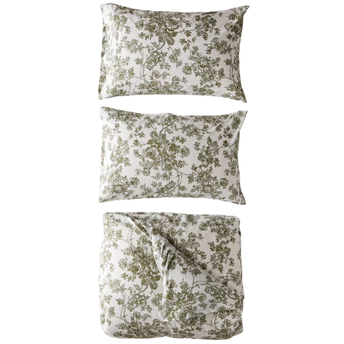 Urban Outfitters Toile Duvet Set Green