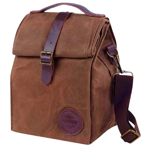 Amazon (US) Insulated Lunch Bag 10L Sturdy Waxed Canvas Lunch Box leather