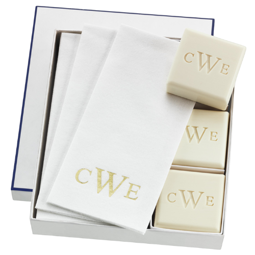 Williams Sonoma Home Monogrammed Soap & Towel Set