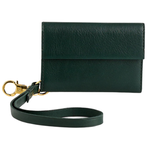 Card Case Wristlet | Madewell green leather