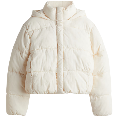 Hooded Puffer Jacket Coat - Cream - Ladies | H&M US