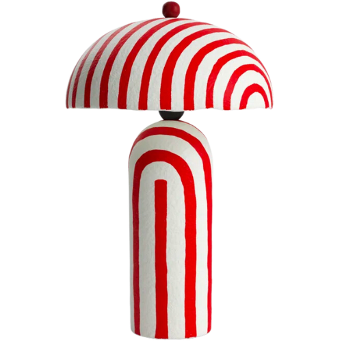 Wayfair Jamia Papier Mache Table Lamp Red Stripe