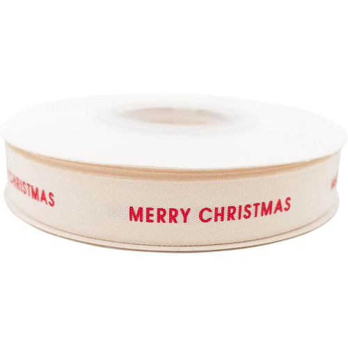 Amazon Christmas Ribbon - Cotton Ribbon for Holiday Gift Wrapping - Custom Ribbon Natural 5/8” x 20 Yards - Merry Christmas