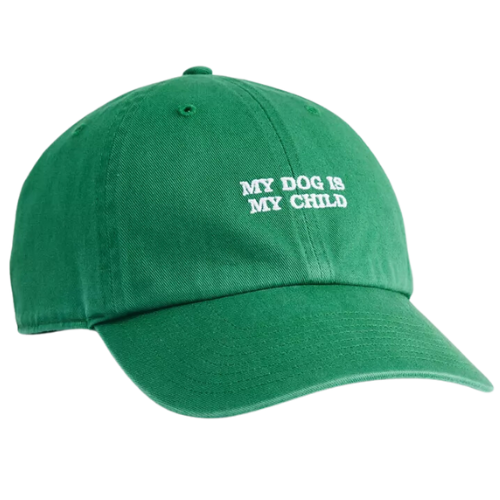 Urban Outfitters (US and RoW) '47 Brand My Dog Is My Child Text Clean Up Hat green embroidered baseball cap