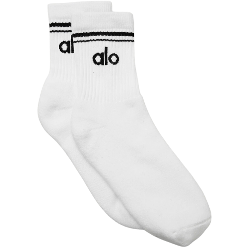 Alo Yoga Unisex Half-Crew Throwback Sock - White/Black