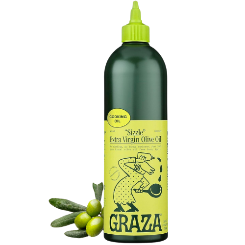 Amazon Graza Sizzle Extra Virgin Olive Oil, Cooking Oil - High Polyphenol Peak Harvest EVOO Cooking Oil in a Squeeze Bottle - Single Origin Olive Oils from Spain - 25.3 Fl Oz (750ml)