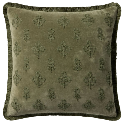 CLJ x Loloi Darla Pillow Green Velvet