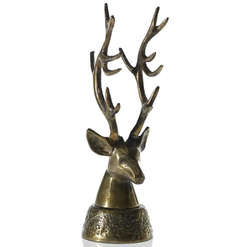 Brass reindeer head figurine gold