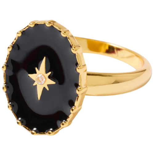 Evereve Black Gold Maude Signet Ring Oval