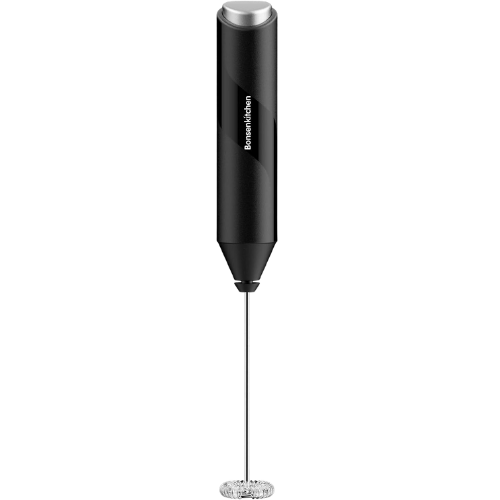 Amazon Bonsenkitchen Powerful Milk Frother for Coffee, Fast Handheld Drink Mixer with Stainless Steel Whisk, Battery Operated Hand Frother Stirrer Wand-Black