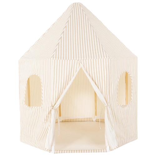 Maisonette Play Tent Fort Yellow stripe white