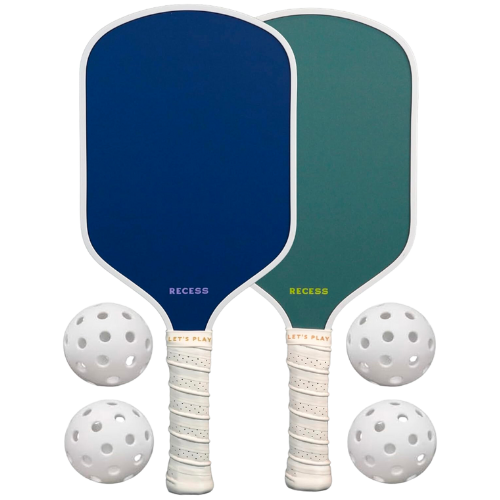 Amazon Recess Pickleball Starter Set of Premium Pickleball Paddles and Four (4) Pickle Balls - Lightweight, Honeycomb Core & Comfort Grip Handles - Perfect for Beginners