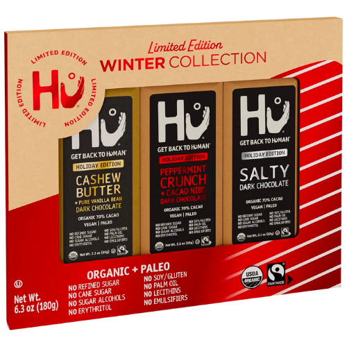 Amazon HU KITCHEN Organic Winter Collection Dark Chocolate Bars 3 Count, 6.3 OZ