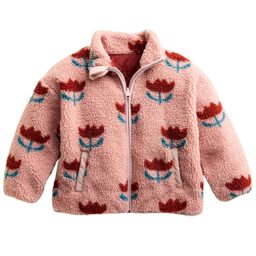 Kohl's Kids 4-12 Little Co. by Lauren Conrad Reversible High-Pile Fleece tulip pink red flower jacket coat