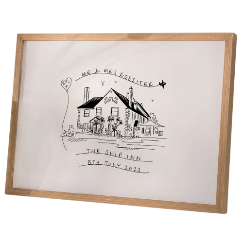 Personalized Hand-drawn Wedding Venue Illustration House Drawing Custom