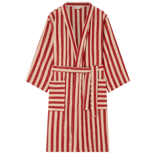 Piglet Sandstone Red Pembroke Stripe Cotton Robe