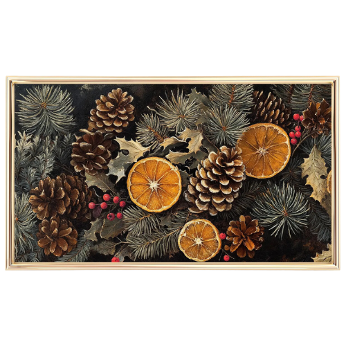 Etsy (US) Christmas Frame Tv Art Pinecones and Orange Slices