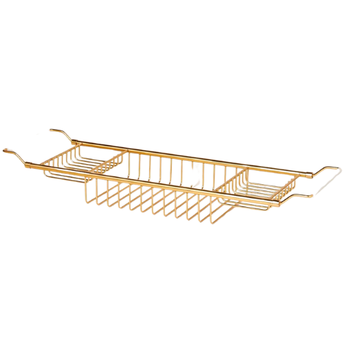 Target Extendable Wired Bathtub Caddy Brass Finish - Hearth & Hand™ with Magnolia: Freestanding, Slatted Design, Silicone Handles