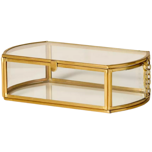 Target Decorative Glass and Brass Storage Box Antique Finish - Hearth & Hand™ with Magnolia: Farmhouse Lidded Rectangle