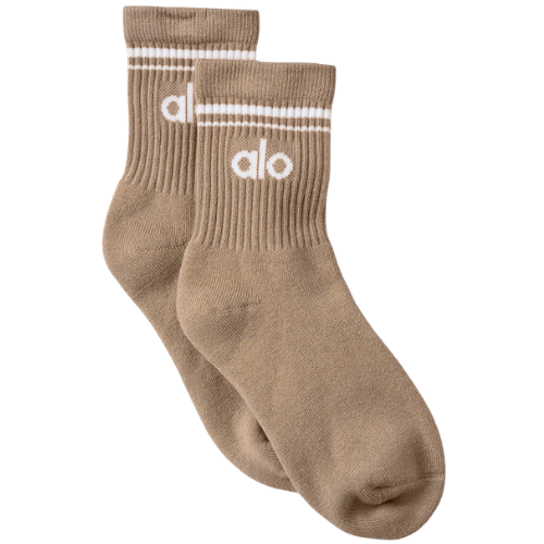 Alo Yoga UNISEX HALF-CREW THROWBACK SOCK Gravel White