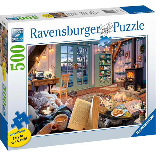 Amazon Ravensburger Cozy Retreat 500 Piece Jigsaw Puzzle - Premium Winter Puzzle for Adults | Jigsaw Puzzles 500 Pieces | Relaxing and Fun Activity | Ravensburger Puzzle Quality