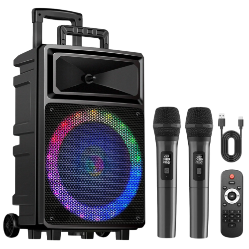 Walmart Seenda Karaoke Machine with 2 Wireless Microphones, Bluetooth Speaker, and Portable PA System – Includes FM Radio and 12" Woofer for Party