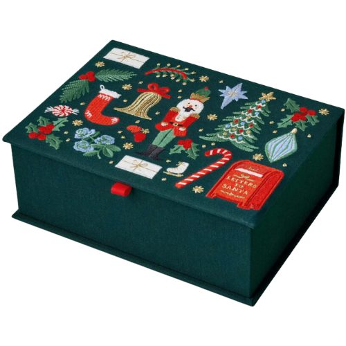 Rifle Paper Co Holiday Large Embroidered Keepsake Box