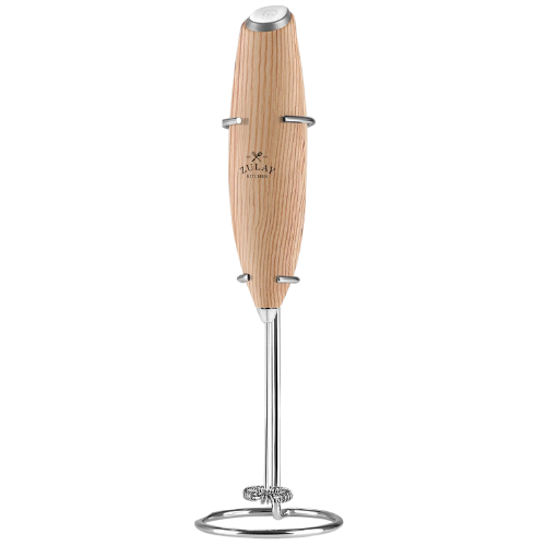 Handheld wood handle milk frother