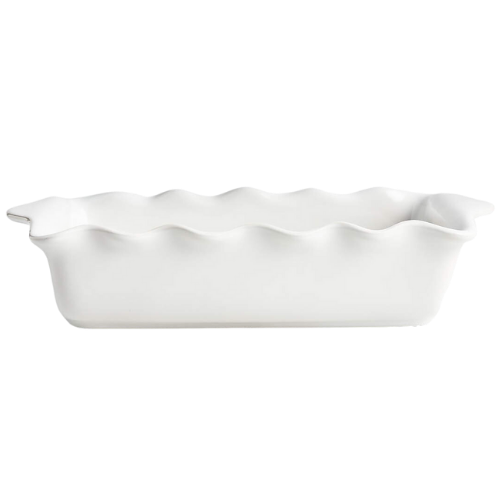 Crate & Barrel 9" x 13" White Ruffled Rectangular Ceramic Baking