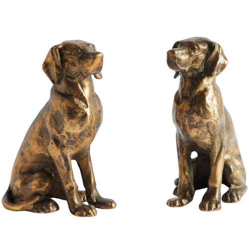 Pottery Barn Gold Brass Labrador Bookends