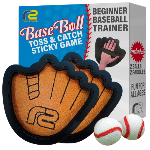 Baseball toss and catch sticky ball game trainer