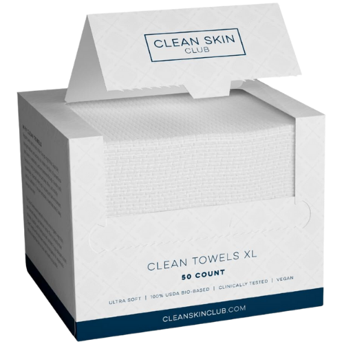 Amazon Clean Skin Club Clean Towels XL™, 100% USDA Biobased Face Towel, Disposable Face Towelette, Makeup Remover Dry Wipes, Ultra Soft, 50 Ct, 1 Pack