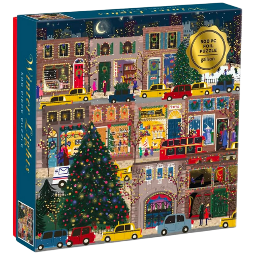 Amazon Galison Winter Lights Foil Puzzle 500 Pieces – Holiday Jigsaw Puzzle Featuring Festive City Scene by Joy Laforme – Thick, Sturdy Pieces Challenging Family Activity Great Gift Idea