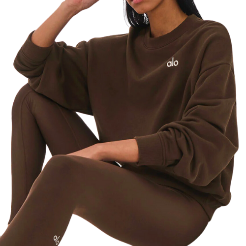 Alo Yoga Brown Accolade Crew Neck Pullover