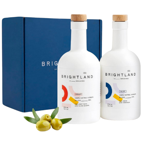 Amazon Brightland California Extra Virgin Olive Oils, The Duo – First Cold-Pressed Made with Early-Harvest Olives – Polyphenol Rich & Artfully Crafted Olive Oil - 12.7fl oz Bottles (Pack of 2)