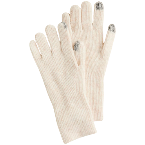 J. Crew Cream Ribbed tech-touch gloves in Supersoft yarn