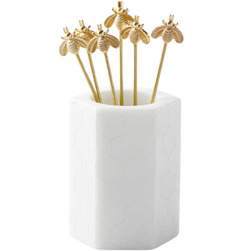 Williams Sonoma Marble & Brass Bee Cocktail Picks