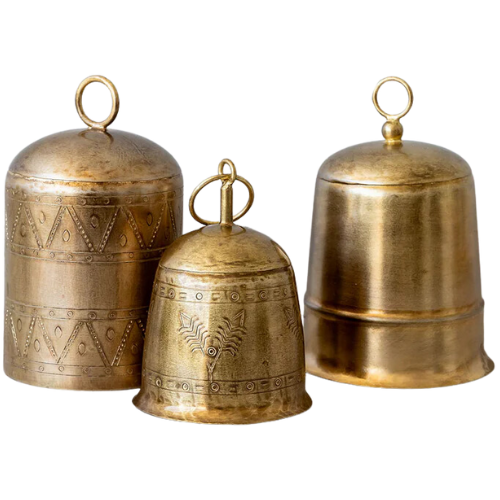 House of Jade Home Antique Brass Bells | Set of 3 gold