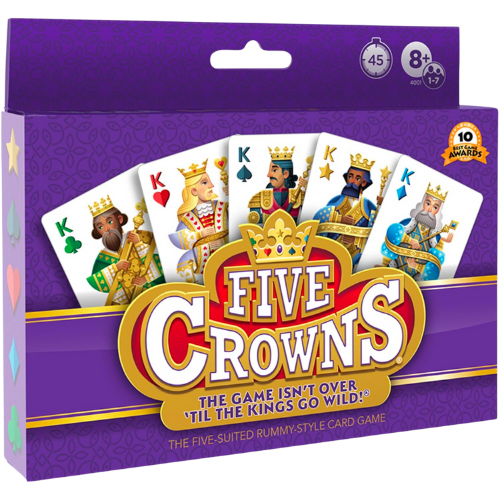 Amazon PlayMonster Five Crowns — The Game Isn't Over Until the Kings Go Wild! — 5 Suited Rummy-Style Card Game — For Ages 8+