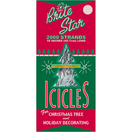 Amazon Brite Star Icicles Tinsel,Polyvinyl Chloride, 2000 Strand, Silver, Count