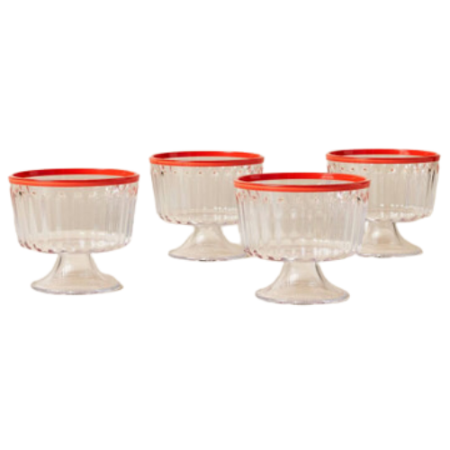 Target 4pk 10oz Ribbed Plastic Parfait Cups Clear/Poppy Red