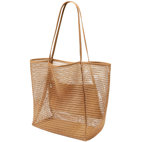 Mesh Beach Tote Bag Brown