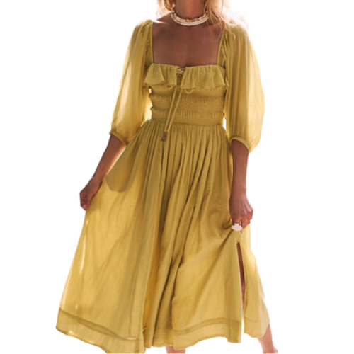 Free People Oasis Midi Dress Yellow