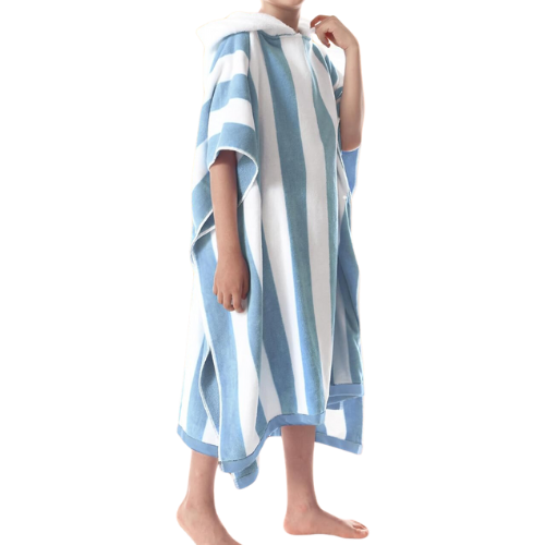 Striped Kids Hooded Towel Poncho