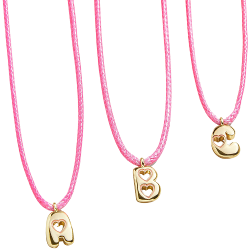 BaubleBar (US) Pretty in Pink Kids Initial Necklace - Light Pink charm gold letter