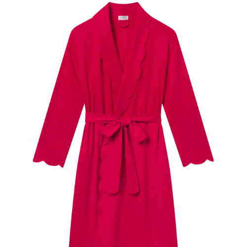 Lake Pajamas Pima Scallop Robe in Classic Red