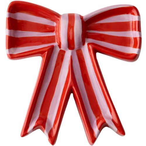 Urban Outfitters Red Pink Striped Bow Trinket Dish